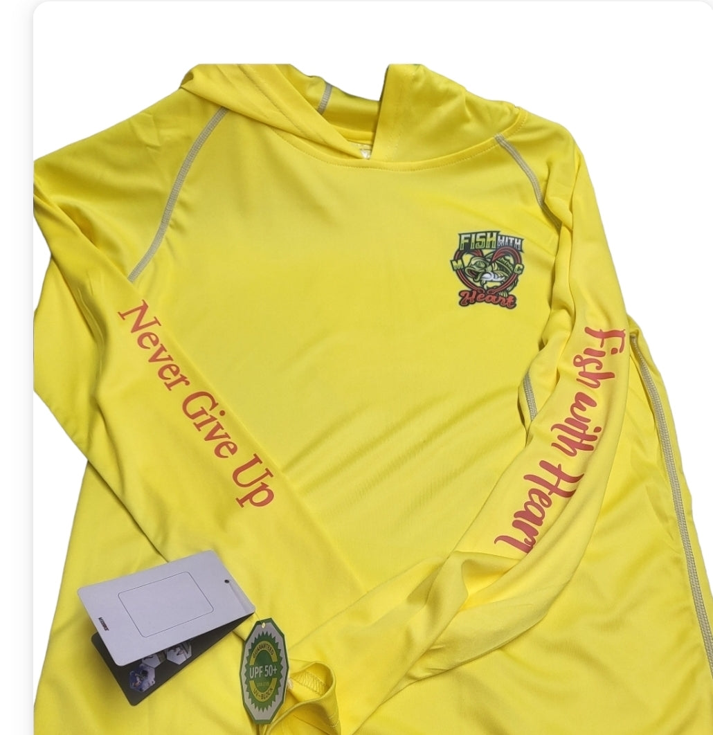 Kids spf hoodie (yellow – Fish with Heart